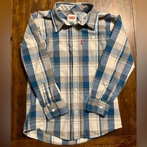 Levi's Blue and Grey Checkered Button Down Dress Shirt | Spring Concert Easter